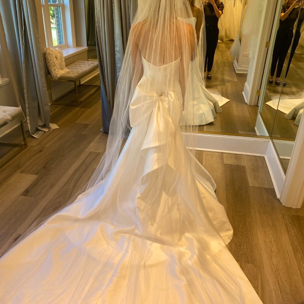 Unaltered, Fit and Flare Classic Wedding Dress with Detachable Bow & Train